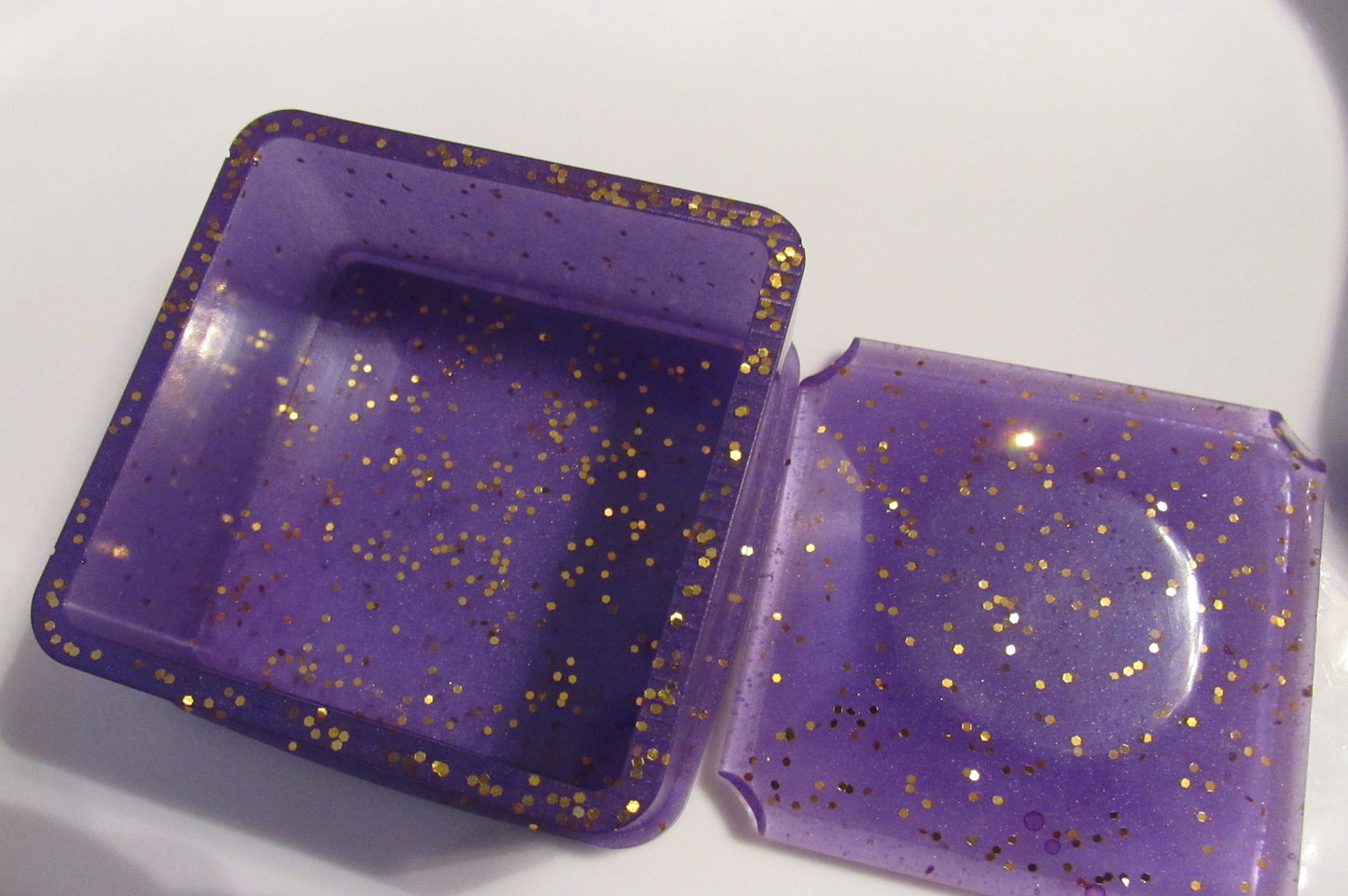 Purple Square Sparkly Resin Box