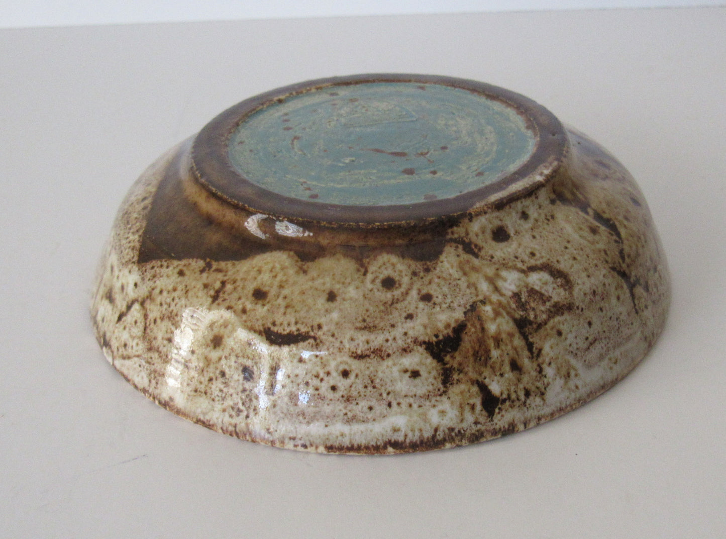 Shallow Speckled Brown Glazed Hand Thrown Ceramic Bowl