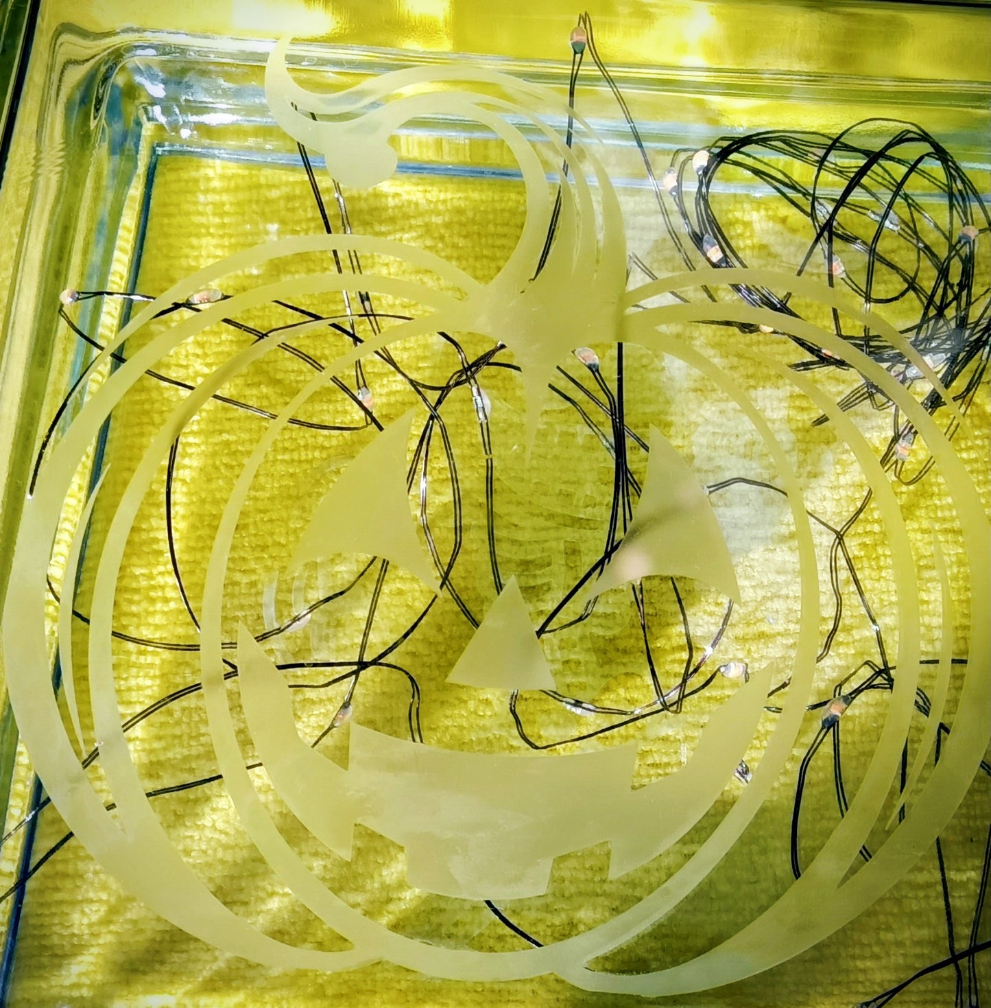 Halloween themed glass block with lights