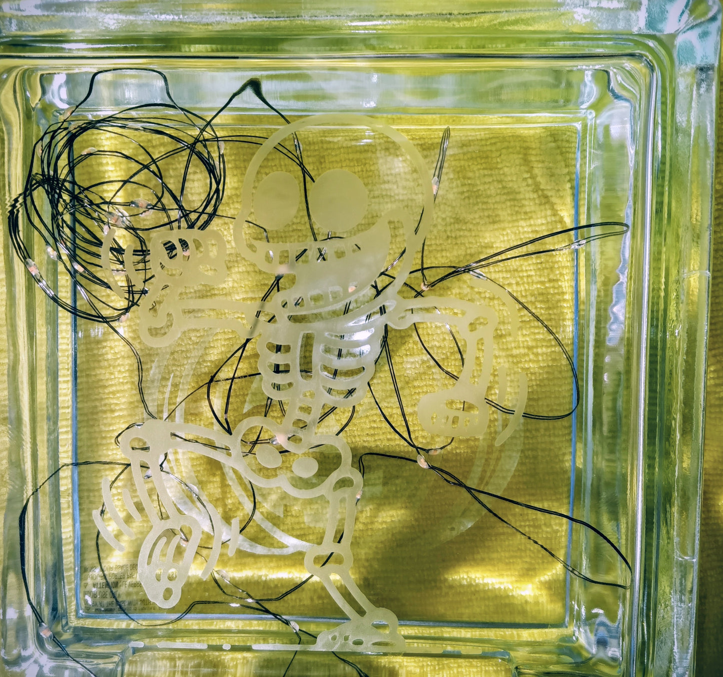 Halloween themed glass block with lights