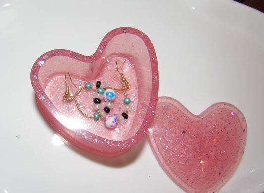 Pink Resin Sparkly Heart Box