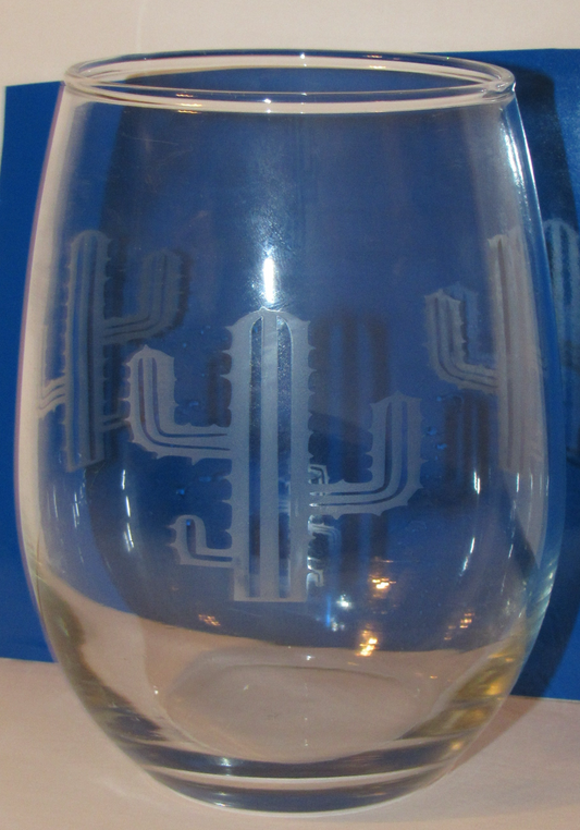 Set of 4 Cactus Etched Glasses