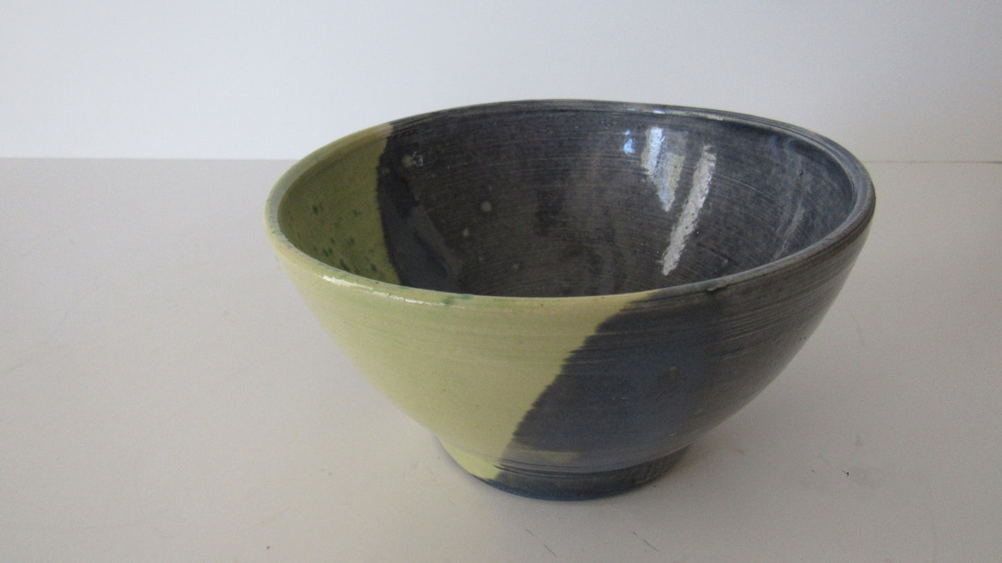 Blue Green Hand Thrown Ceramic Bowl and Matching Container with Lid