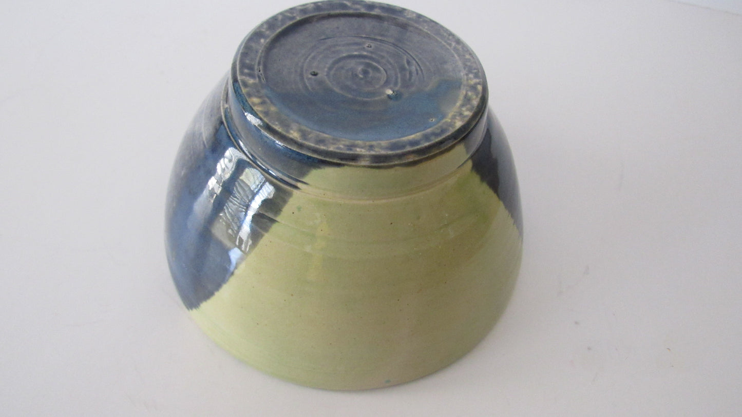 Blue Green Hand Thrown Ceramic Bowl and Matching Container with Lid