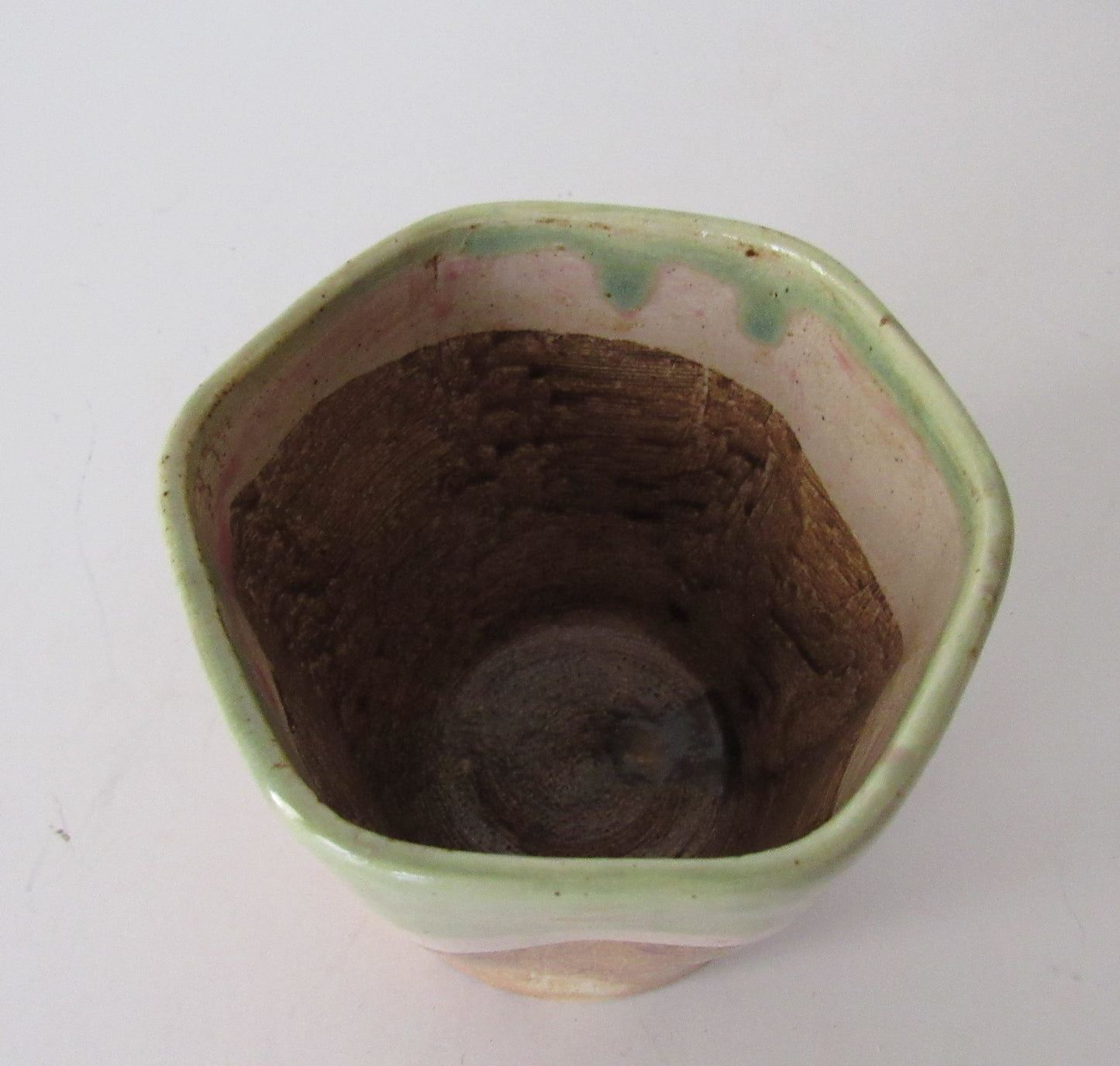 Ceramic Holder in Green, Pink and Brown