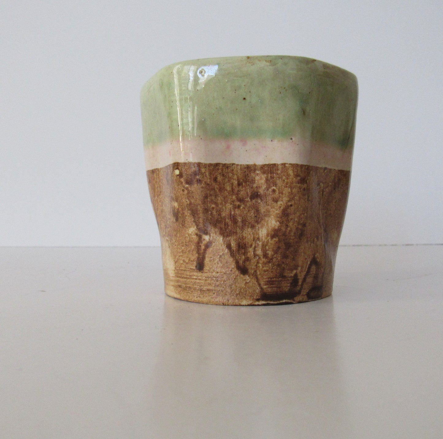 Ceramic Holder in Green, Pink and Brown