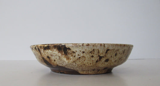 Shallow Speckled Brown Glazed Hand Thrown Ceramic Bowl