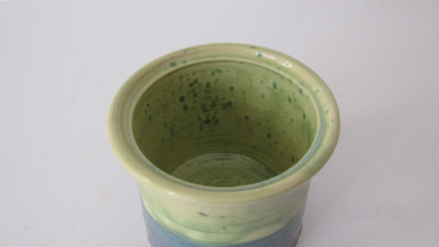 Blue Green Hand Thrown Ceramic Bowl and Matching Container with Lid