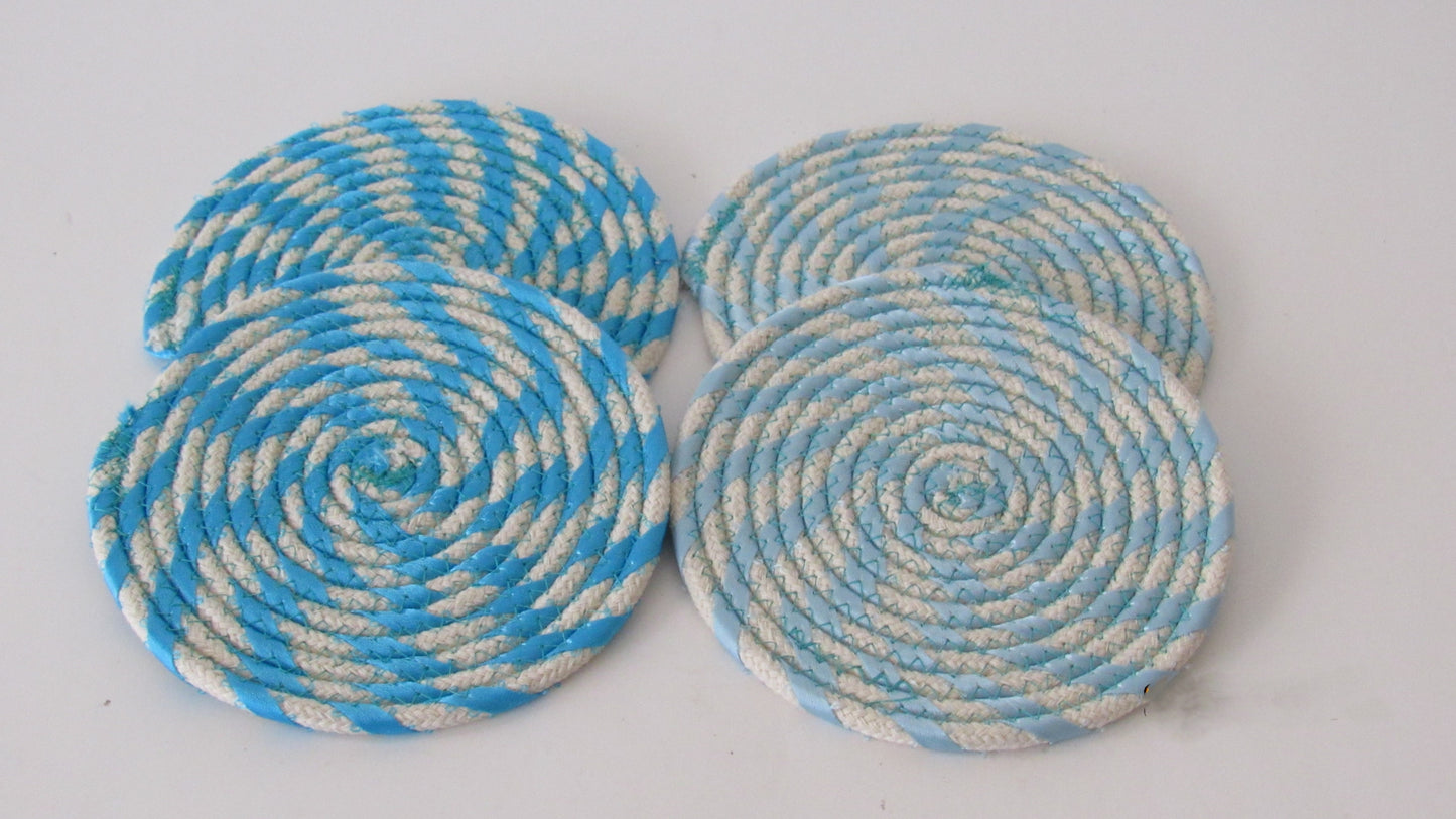 Blue Ribbon Set of Rope Coasters