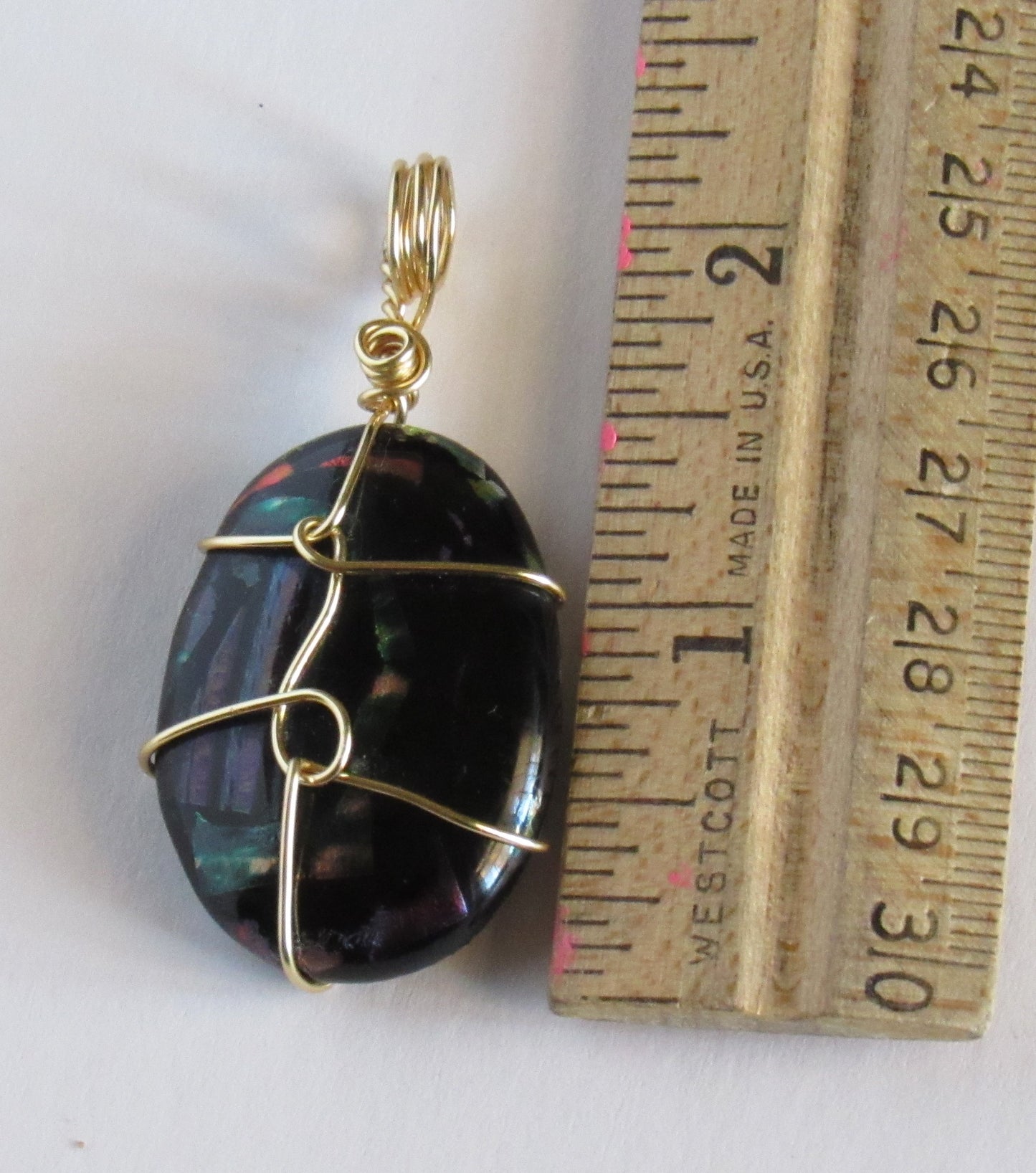 Black and Gold Glass Fused Pendant