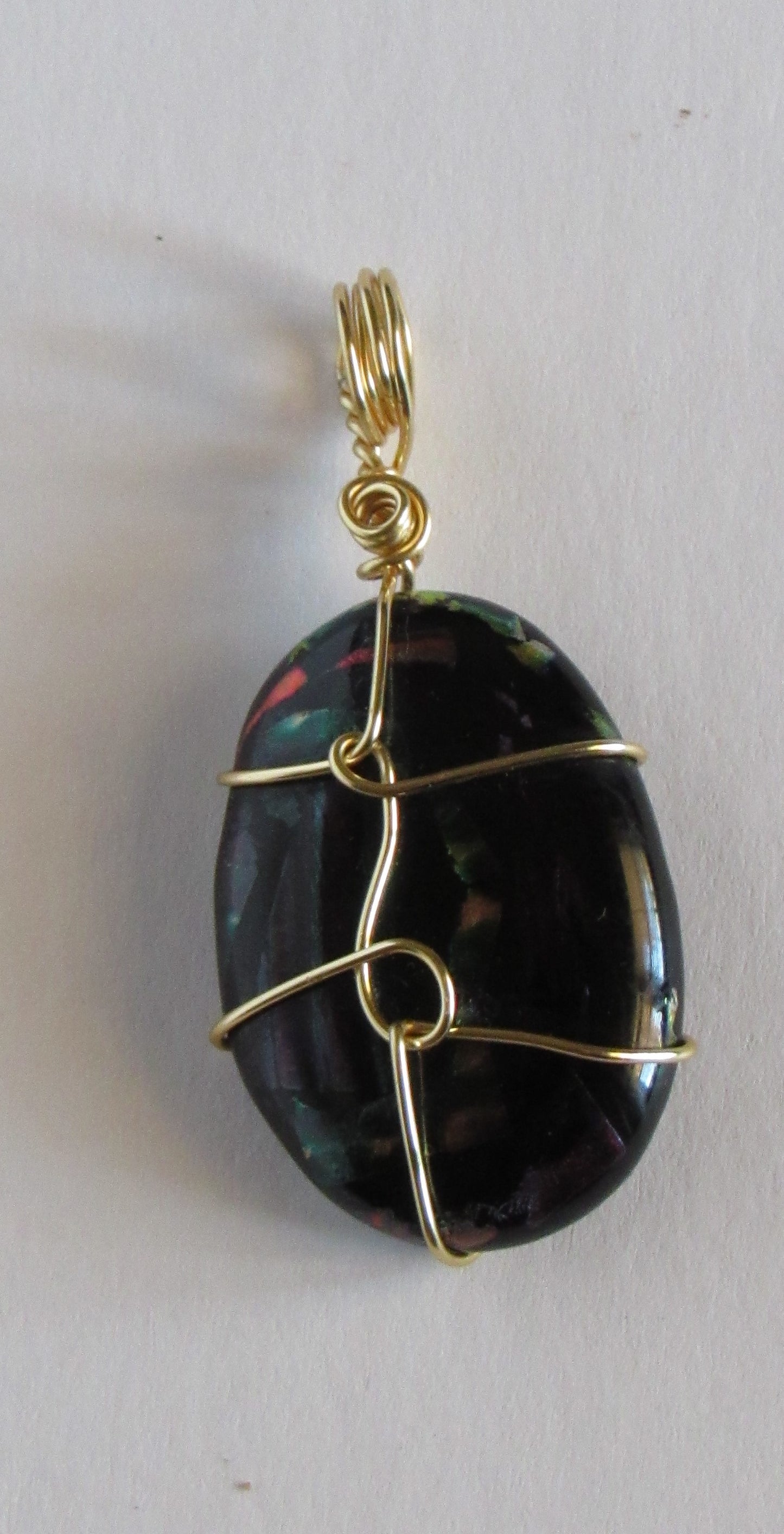 Black and Gold Glass Fused Pendant