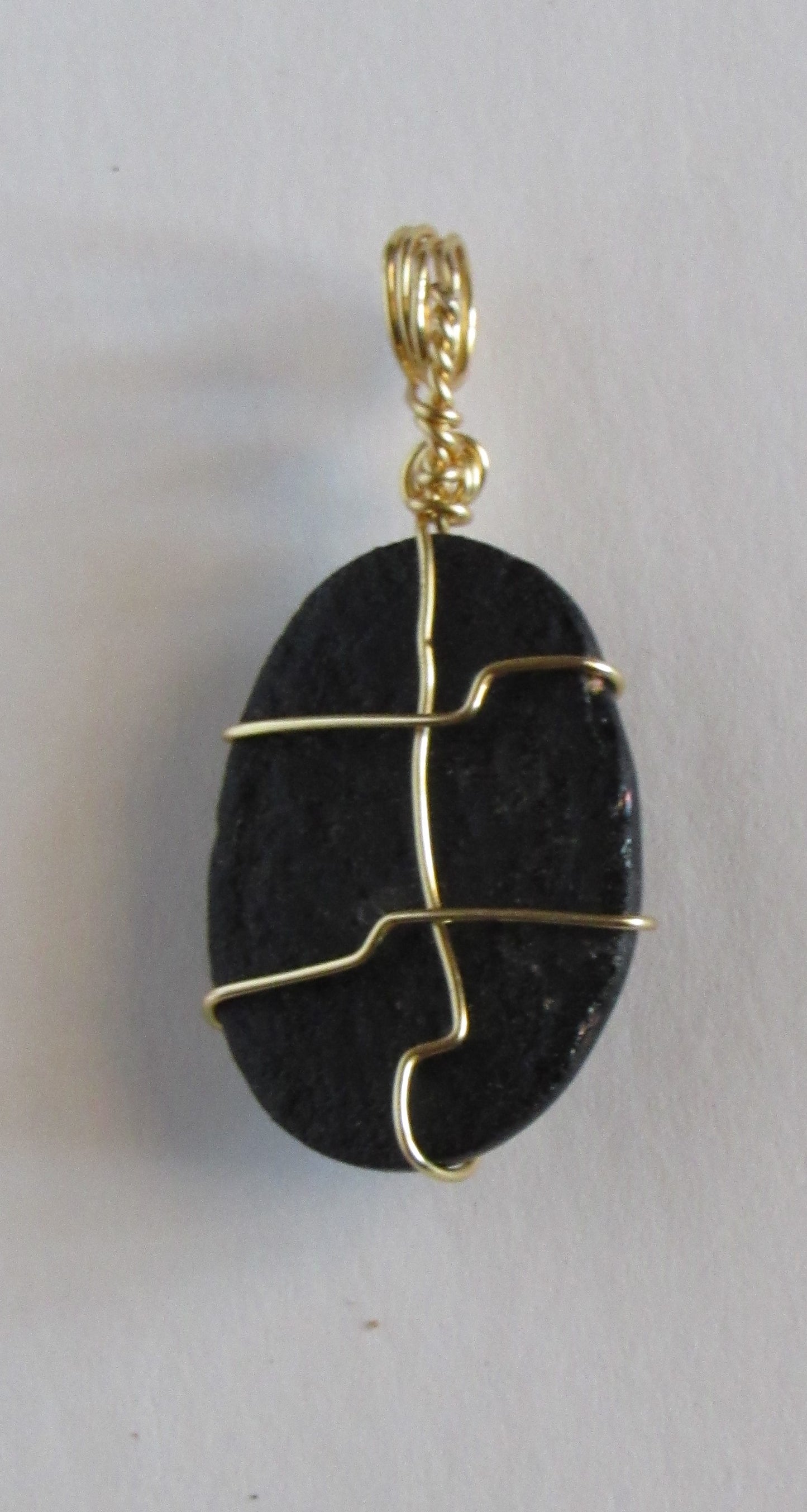 Black and Gold Glass Fused Pendant