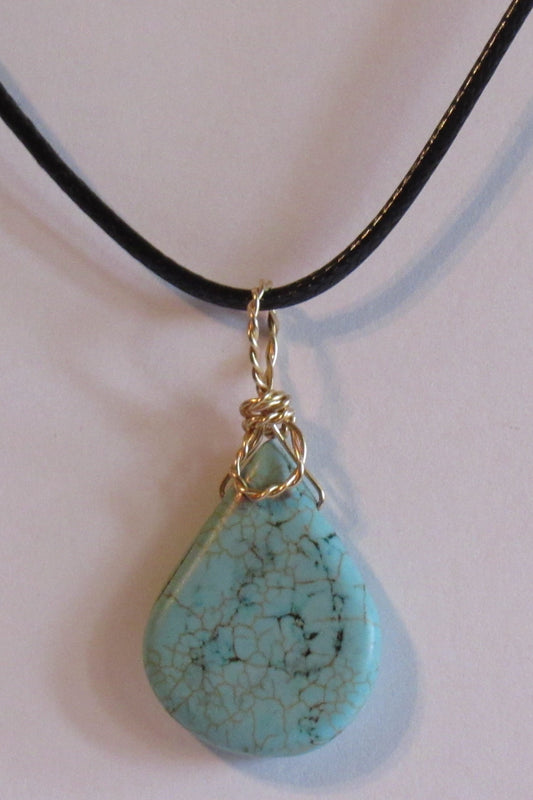 Howlite tear drop pendant